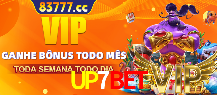 Banner promocional do UP7BET oferecendo 100% de recompensas adicionais contínuas para quem fizer o login diário (Daily sign-in), com um mascote de coelho.