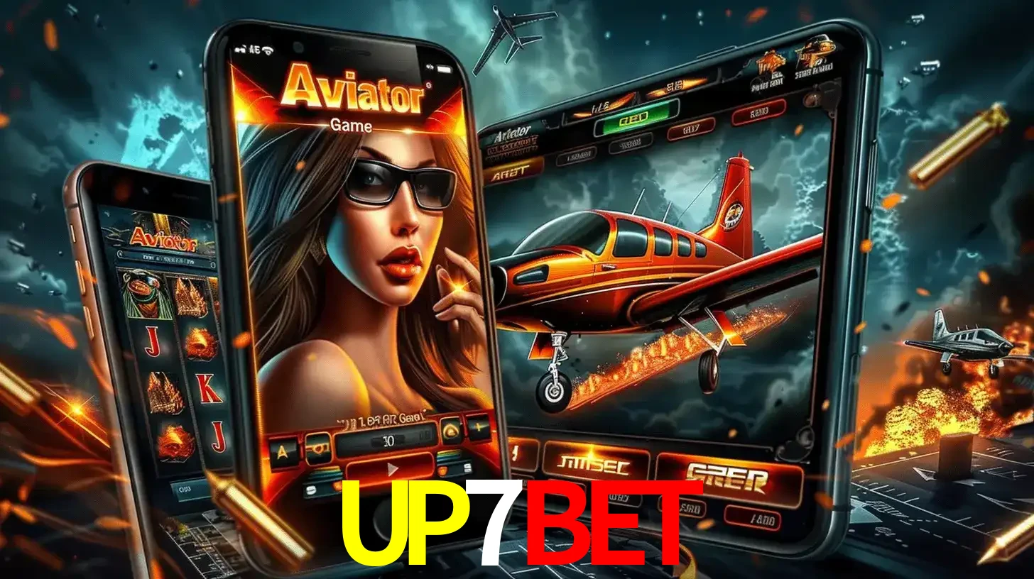 O popular jogo de apostas Aviator exibido em vários celulares e tablets, mostrando a interface emocionante e a ação de voo disponíveis para jogar agora no UP7BET.