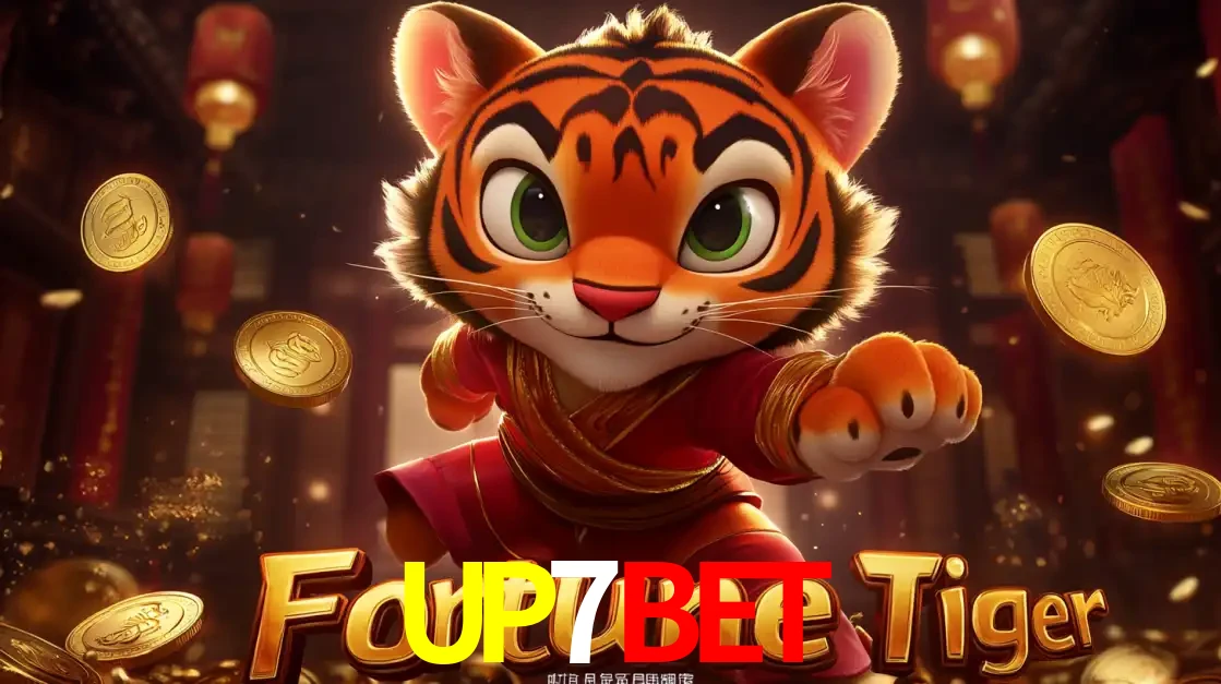 O carismático mascote do jogo de slot Fortune Tiger, um tigre fofo em pose de artes marciais, pronto para trazer sorte e multiplicadores de ganhos no cassino online UP7BET.